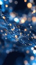 A glowing neural network diagram with abstract interconnected data points and pulsing digital threads, set against code Royalty Free Stock Photo