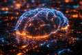 Glowing Neural Network, Human Brain, Synapse, Nerve Signal Connections, Scientific Data, Futuristic Visualization
