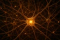 Glowing neural network transmitting impulses through brain. This visualization of a network represents intelligence. Dynamic Royalty Free Stock Photo