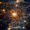 Glowing neural network visualization with interconnected lines and nodes Royalty Free Stock Photo