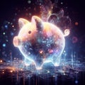 glowing neural virtual digital piggy bank for crypto digital currency and cbdc - digital money concept Royalty Free Stock Photo