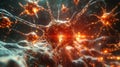 Glowing Neuron Cells. Abstract Network Structure. Neural Activity. Nerve Cells. Complex System. Science Concept Royalty Free Stock Photo
