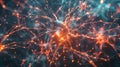 Glowing neuron cells with connections on abstract backdrop. Ai Generated