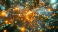 Glowing neuron connecting a futuristic network in a brain Royalty Free Stock Photo