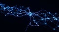 Glowing neuron in a digital network structure Royalty Free Stock Photo