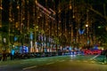 Glowing New Year and Christmas garlands over the Paseo de Gracia in Barcelona