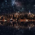 Glowing New York City Skyline at Night