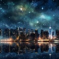 Glowing New York City Skyline at Night