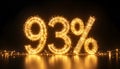 Glowing Ninety-Three Percent Symbol Against a Dark Background Royalty Free Stock Photo