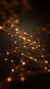 Glowing node network abstract grid connecting points in warm orange light with soft bokeh depth and futuristic digital mesh Royalty Free Stock Photo
