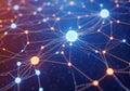 Glowing nodes connected by lines create a digital network pattern, resembling a neural or computer Royalty Free Stock Photo