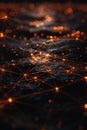 Glowing nodes and lines creating interconnected data blocks in a futuristic blockchain network. Royalty Free Stock Photo