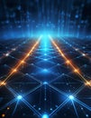 Glowing nodes and lines form a complex network Royalty Free Stock Photo