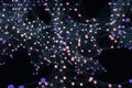 Glowing nodes with variational lines, 3d rendering Royalty Free Stock Photo