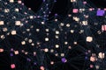 Glowing nodes with variational lines, 3d rendering Royalty Free Stock Photo