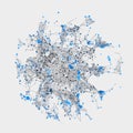 Glowing nodes with variational lines, 3d rendering Royalty Free Stock Photo