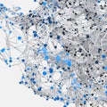 Glowing nodes with variational lines, 3d rendering Royalty Free Stock Photo