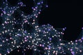 Glowing nodes with variational lines, 3d rendering Royalty Free Stock Photo