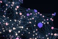 Glowing nodes with variational lines, 3d rendering Royalty Free Stock Photo
