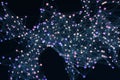 Glowing nodes with variational lines, 3d rendering Royalty Free Stock Photo
