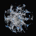 Glowing nodes with variational lines, 3d rendering Royalty Free Stock Photo
