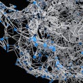 Glowing nodes with variational lines, 3d rendering Royalty Free Stock Photo