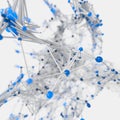 Glowing nodes with variational lines, 3d rendering Royalty Free Stock Photo