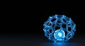 Glowing nucleus inside blue molecular nanostructure Royalty Free Stock Photo