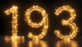 Glowing numerals in bright display, representing the number 193 in gold light Royalty Free Stock Photo