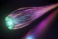 Glowing optical fiber cable or wire realistic vector, fiber optics future technologies. Speed internet connection, network Royalty Free Stock Photo