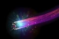 Glowing optical fiber cable or wire realistic vector, fiber optics future technologies. Speed internet connection, network Royalty Free Stock Photo