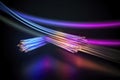 Glowing optical fiber cable or wire realistic vector, fiber optics future technologies. Speed internet connection, network Royalty Free Stock Photo