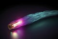 Glowing optical fiber cable or wire realistic vector, fiber optics future technologies. Speed internet connection, network Royalty Free Stock Photo