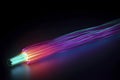 Glowing optical fiber cable or wire realistic vector, fiber optics future technologies. Speed internet connection, network Royalty Free Stock Photo