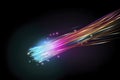 Glowing optical fiber cable or wire realistic vector, fiber optics future technologies. Speed internet connection, network Royalty Free Stock Photo