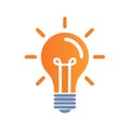 Glowing orange lightbulb icon symbolizing bright ideas creativity innovation and smart energy solutions Royalty Free Stock Photo