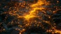 Glowing Orange Particle Network on Dark Textured Surface Royalty Free Stock Photo