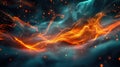 Glowing orange particle waves creating abstract energy flow Royalty Free Stock Photo