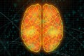 Glowing orange polygonal brain background