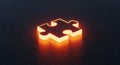 Glowing Orange Puzzle Piece on a Dark Surface with Puzzle Background jigsaw light Royalty Free Stock Photo