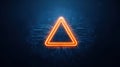 Glowing orange triangle warning sign on a circuit board background Royalty Free Stock Photo