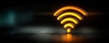 Glowing Orange Wi-Fi Symbol on Gradient Background Royalty Free Stock Photo