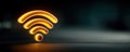 Glowing Orange Wi-Fi Symbol on Gradient Background Royalty Free Stock Photo