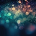 Glowing orange, yellow and blue bokeh light spots at night, created using generative ai technology Royalty Free Stock Photo