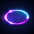 Glowing oval frame. Night club electric sign.