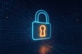 Glowing Padlock Against Digital Binary Code Background for Security Royalty Free Stock Photo