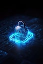 Glowing padlock with computer circuit board, created using generative ai technology Royalty Free Stock Photo