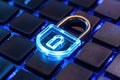 Glowing Padlock on Computer Keyboard Royalty Free Stock Photo