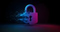 Glowing Padlock Security Concept with Abstract Data Stream Effect Royalty Free Stock Photo