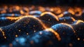 Glowing Particle Waves, Abstract Background, Digital Art, Tech Design Royalty Free Stock Photo